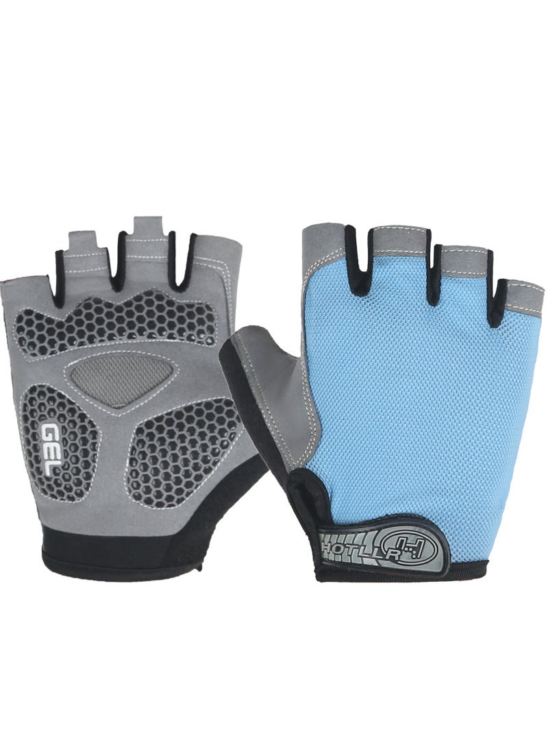 Unisex Fitness Half-Finger Gloves Anti-Slip Shock-AbsorbentUpgrade Light Blue Upgrade Light Blue