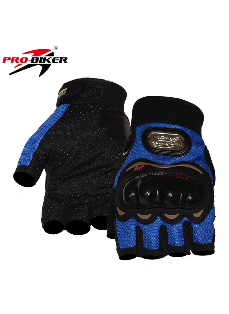 PRO-BIKER Motorcycle Riding Gloves Short Finger Drop-Resistant Non-Slip Breathable Summer Off-Road Gloves Motorcycle GlovesBlue Blue