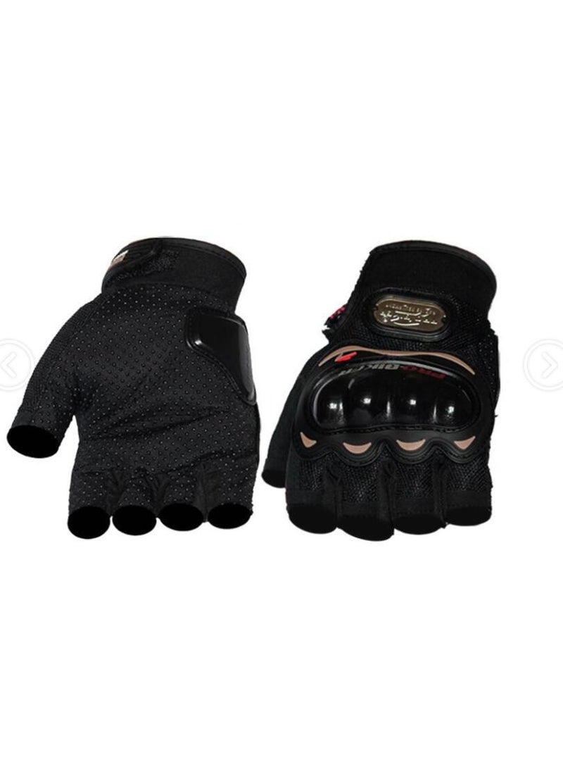 PRO-BIKER Motorcycle Riding Gloves Short Finger Drop-Resistant Non-Slip Breathable Summer Off-Road Gloves Motorcycle GlovesBlack Black