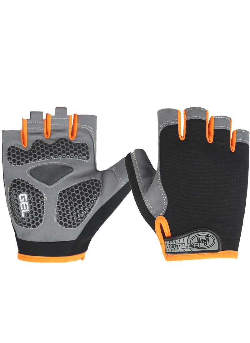 Unisex Fitness Half-Finger Gloves Anti-Slip Shock-AbsorbentUpgrade Black Orange Upgrade Black Orange