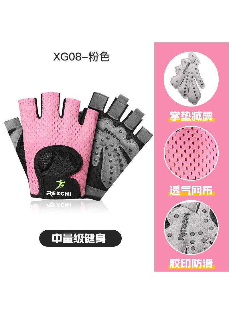 Womens Half-Finger Fitness Gloves Breathable Non-SlipXG08 pink XG08 pink