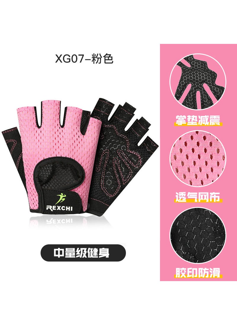 Womens Half-Finger Fitness Gloves Breathable Non-SlipXG07 Pink XG07 Pink