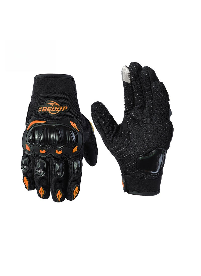 Motorcycle Gloves Full-Finger Touchscreen Summer Anti-SlipOrange touch screen Orange touch screen