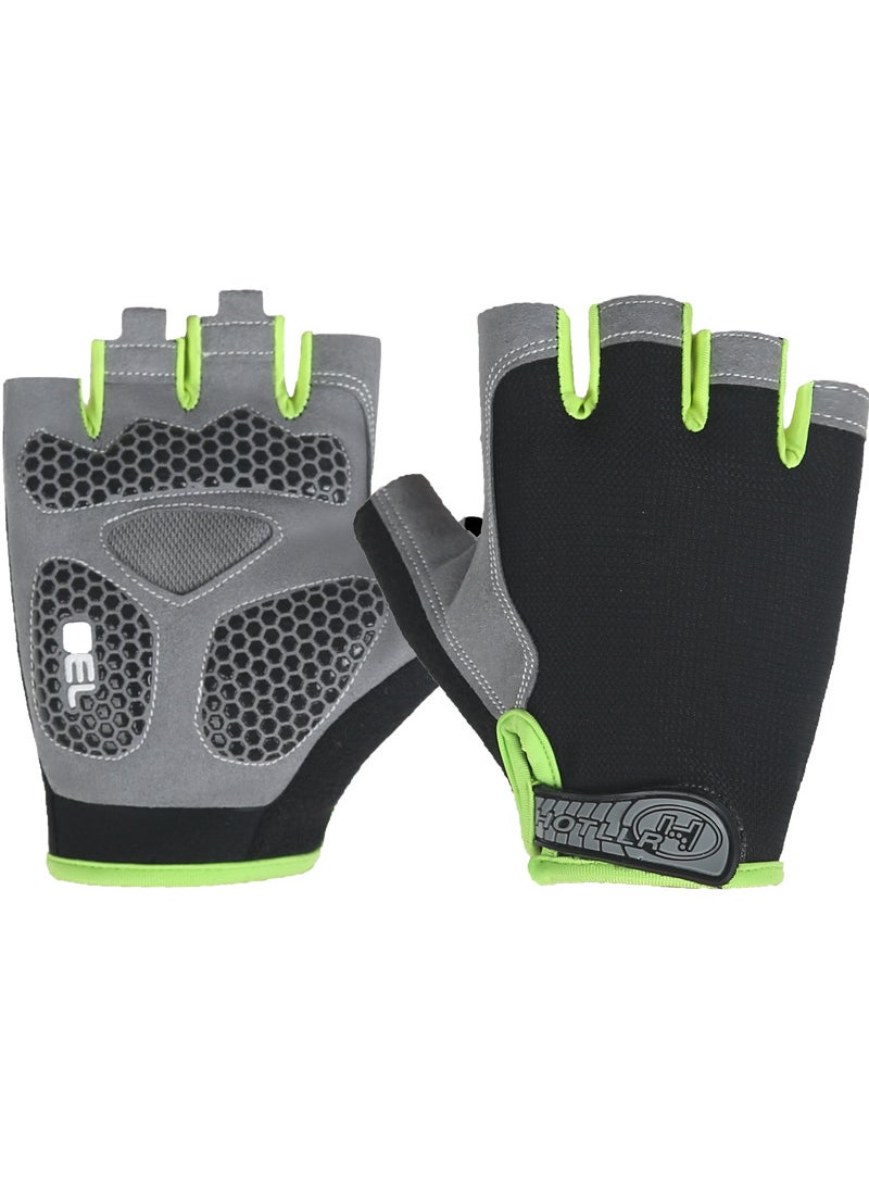 Unisex Fitness Half-Finger Gloves Anti-Slip Shock-AbsorbentUpgrade Black Green Upgrade Black Green