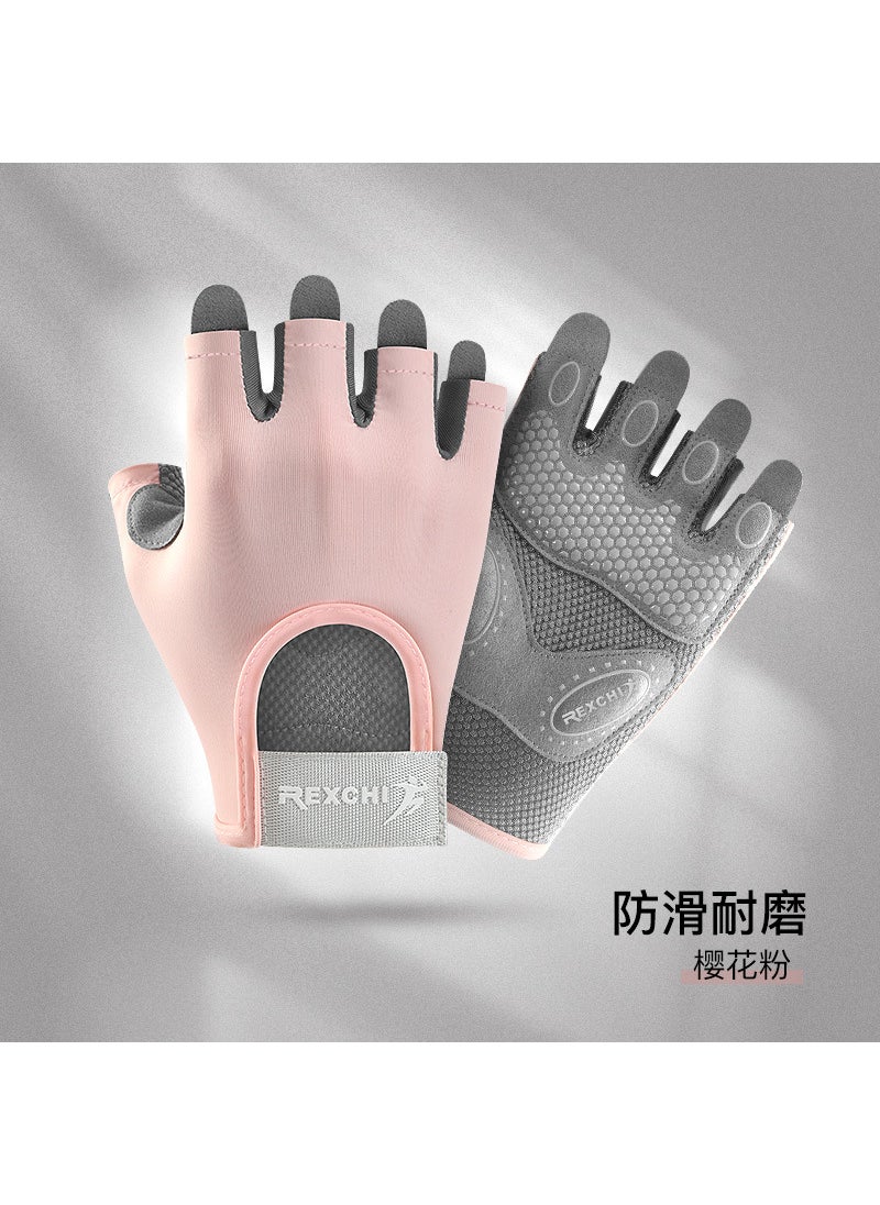 Womens Half-Finger Fitness Gloves Breathable Non-SlipXG66; Cherry powder XG66; Cherry powder