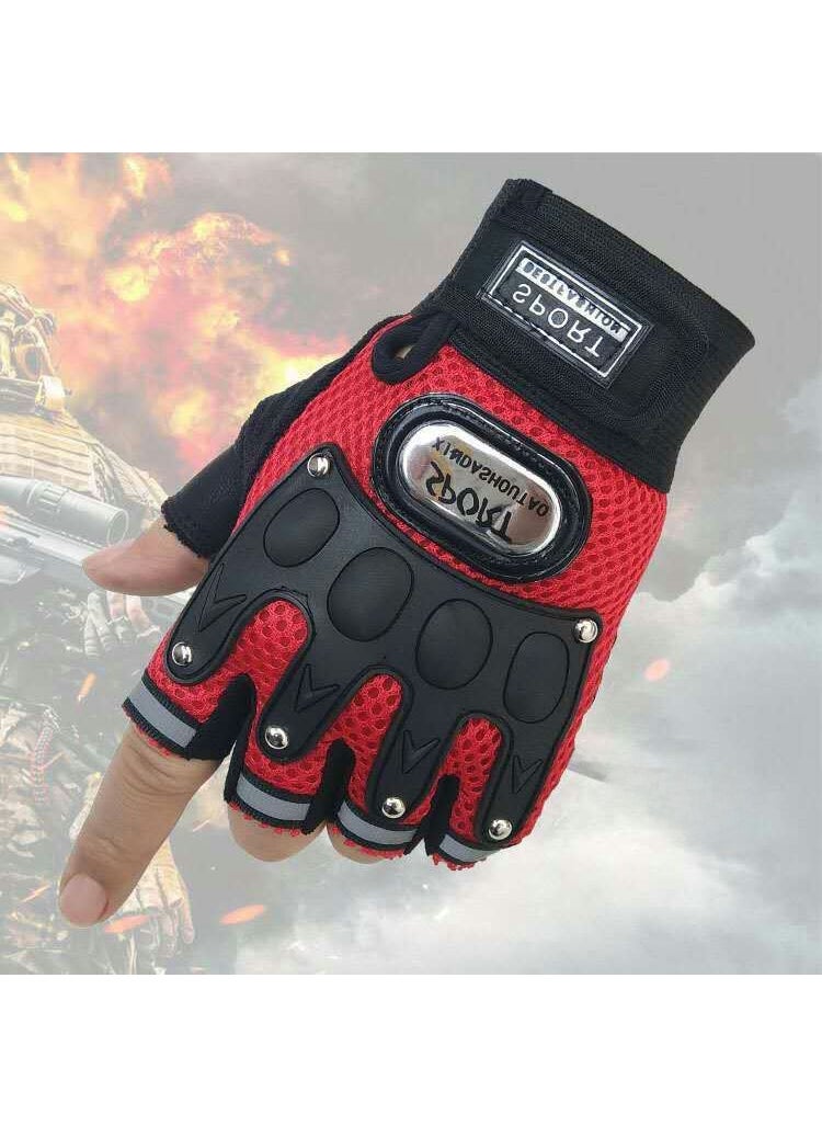 Breathable Tactical Half-Finger Gloves for Motorcycling Off-Road6 nail half finger Red 6 nail half finger Red