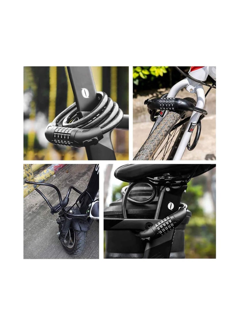 Bike Lock Security Anti Theft Bicycle Chain Lock Open with Password High Security Digit Resettable Combination Coiling Cable Lock Best for Bicycle Outdoors