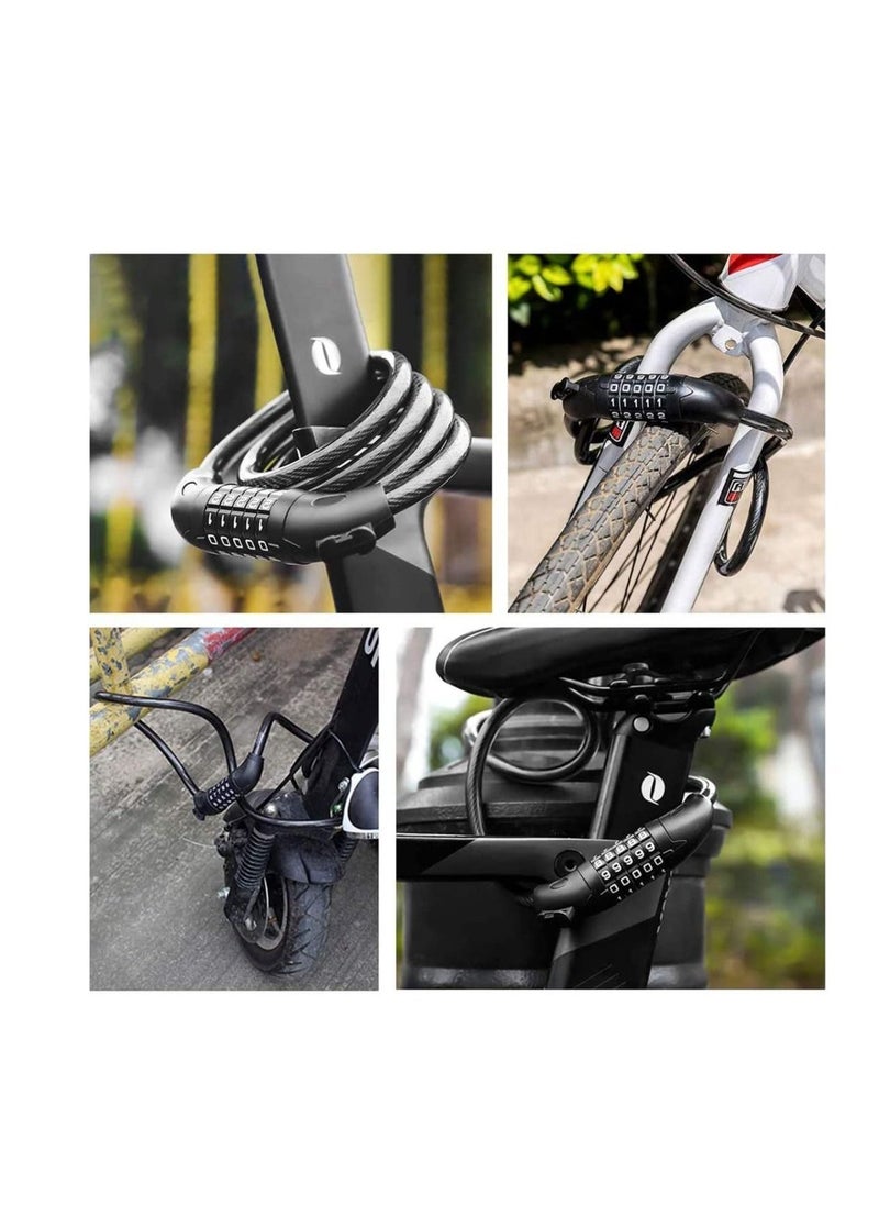 Bike Lock Security Anti Theft Bicycle Chain Lock Open with Password High Security Digit Resettable Combination Coiling Cable Lock Best for Bicycle