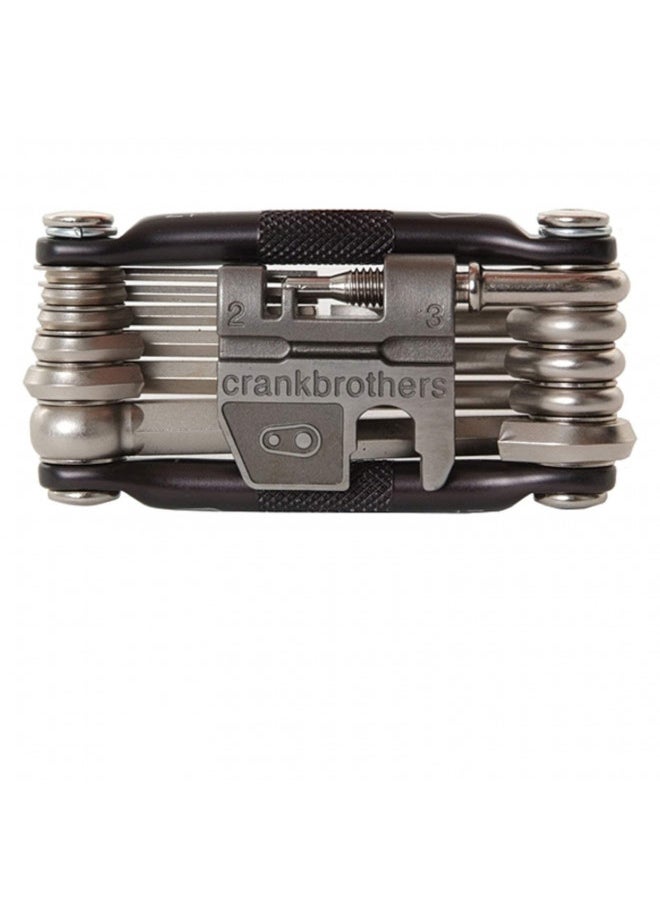 Crankbrothers Multi Tool M 17 Bike Tool - MTB Multi-Tool Nickel - 17 bicycle tools (17 in 1 tool), ergonomic and lightweight