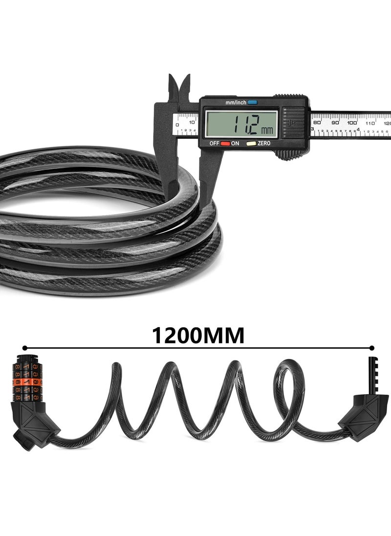 5 Digit Bike Cable Lock 120CM, High-Security Combination Cable Lock for Bikes and Outdoor Equipment with Mounting Bracket