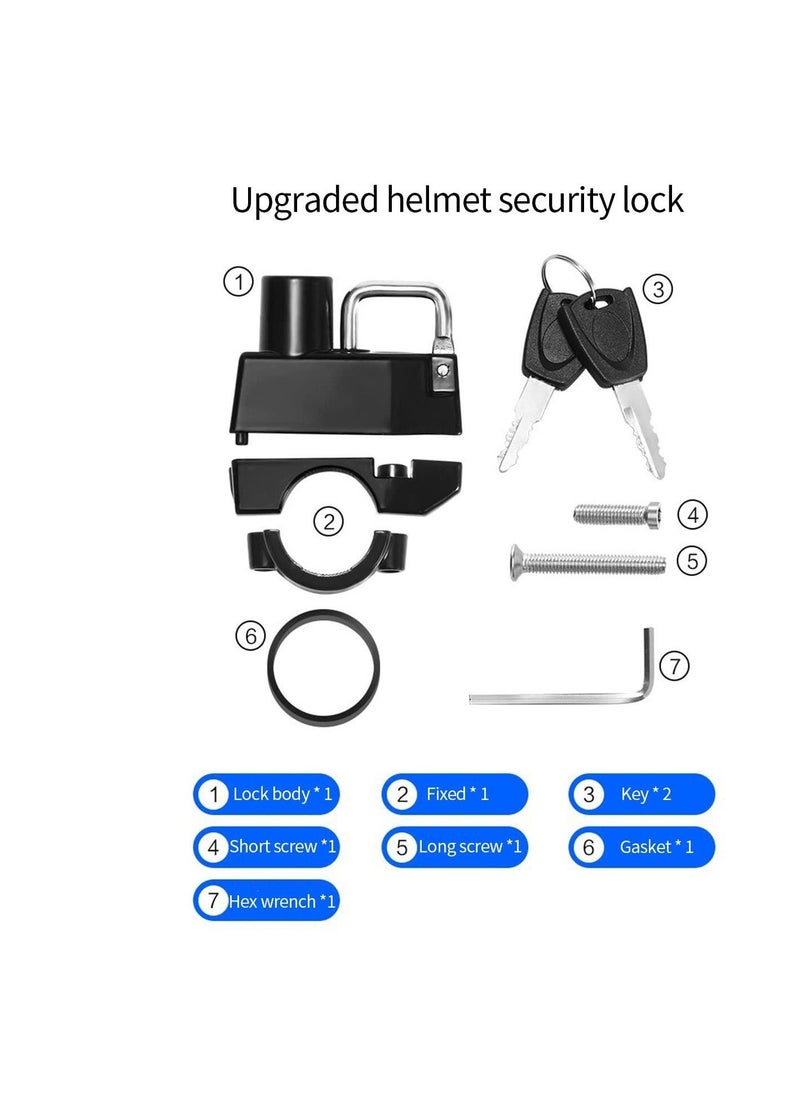 Motorcycle Helmet Lock Motorbike Safety Universal Parts Security with 2 Keys Set for Motorcycles Bicycles Electric Vehicles Black