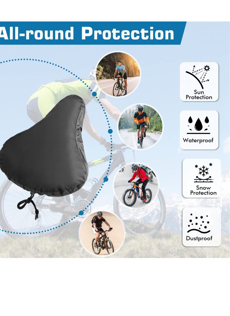 Bike Seat Cover, 2 pcs Waterproof Bicycle Cushion Saddle Cover with Drawstring, Rain Dust Protective Protector Accessories for Women Men City Road/Casual Outdoor