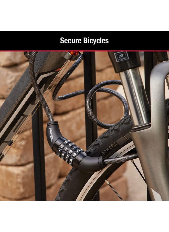 Master Lock Bike Lock Cable, Set Your Own Combination Bicycle Lock, Cable Lock for Outdoor Equipment, Black
