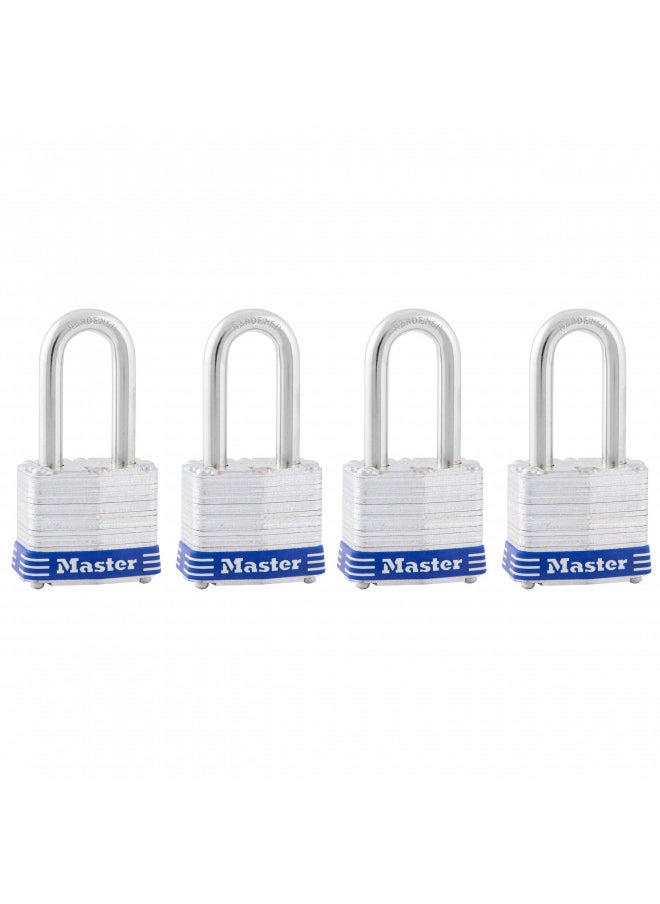 Master Lock 3QLF Outdoor Padlock with Key, 4 Pack Keyed-Alike