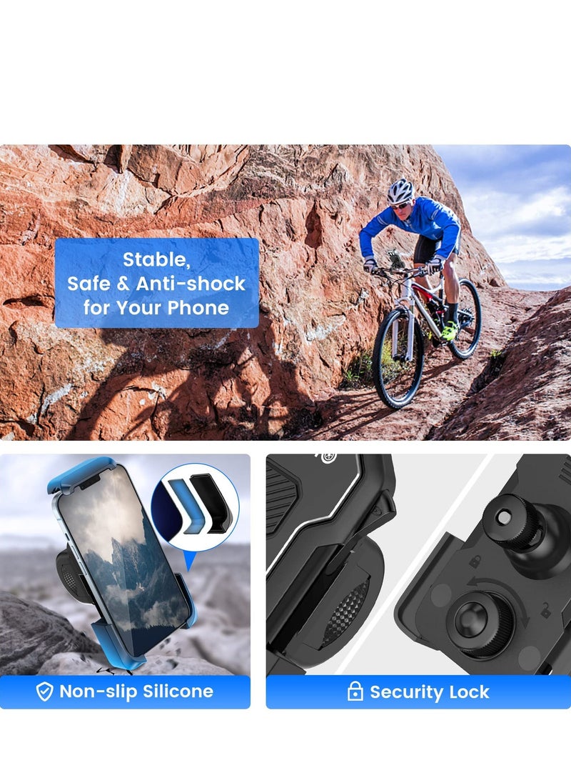 Bike Motorcycle Phone Mount Holder, for ATV/Bicycle/Stroller/Scooter with Security Lock, Non-Slip Anti-Shake Handlebar Clamp, Fit iPhone 13 Pro Max / 12 Pro Max / 11 / Cellphone 4.5 in-7in