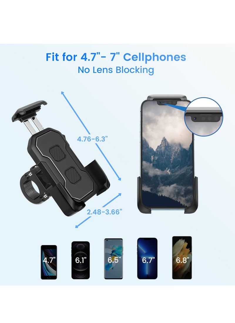 Bike Motorcycle Phone Mount Holder, for ATV/Bicycle/Stroller/Scooter with Security Lock, Non-Slip Anti-Shake Handlebar Clamp, Fit iPhone 13 Pro Max / 12 Pro Max / 11 / Cellphone 4.5 in-7in