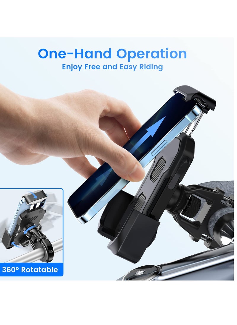 Bike Motorcycle Phone Mount Holder, for ATV/Bicycle/Stroller/Scooter with Security Lock, Non-Slip Anti-Shake Handlebar Clamp, Fit iPhone 13 Pro Max / 12 Pro Max / 11 / Cellphone 4.5 in-7in