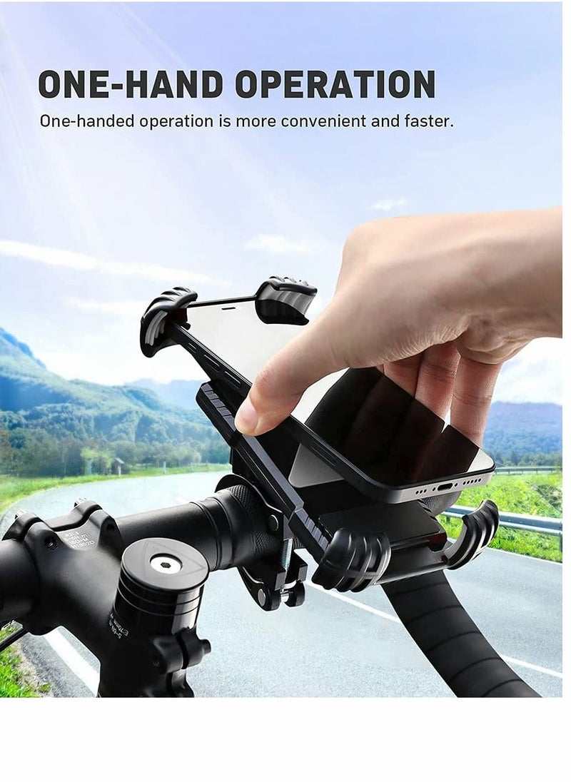 Bike Phone Holder, Motorcycle Phone Mount, Mountain Bike Accessories for Adult Bikes, Scooter Baskets Handlebar Kit Cell Phone Clip for 4.7 to 6.8 Inch Smartphone, Black