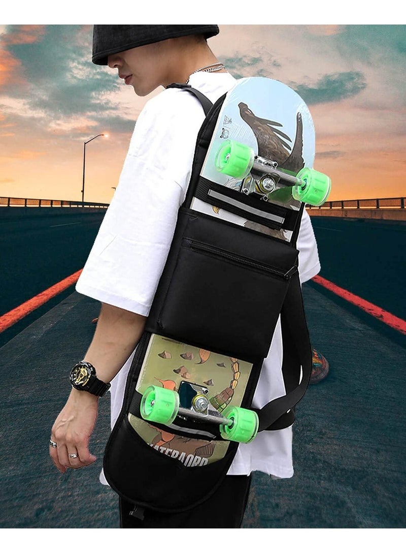 Skateboard Backpacks Foldable Skateboard Bags Skateboard Shoulder ​Carrier, Regular Skateboard Bag With Adjustable Straps Nylon Cloth Foldable Carrier Travel Backpack For Men And Boys