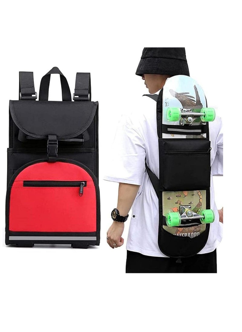 Skateboard Backpacks Foldable Skateboard Bags Skateboard Shoulder ​Carrier, Regular Skateboard Bag With Adjustable Straps Nylon Cloth Foldable Carrier Travel Backpack For Men And Boys