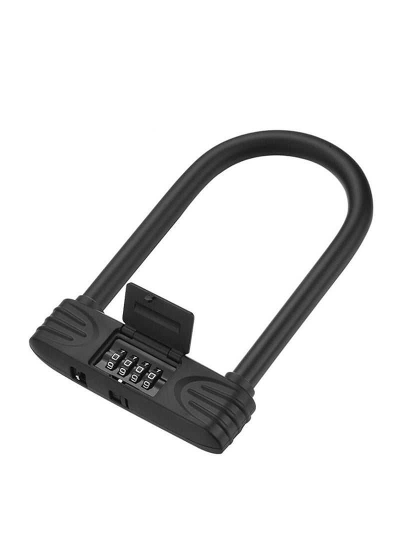 Bike U Lock Heavy Duty Anti Theft, 4 Digit Combination Password Bicycle Lock with U-Lock Shackle, U Bolt Bike Lock for E-Bike, Mountain Bike, Road Bike