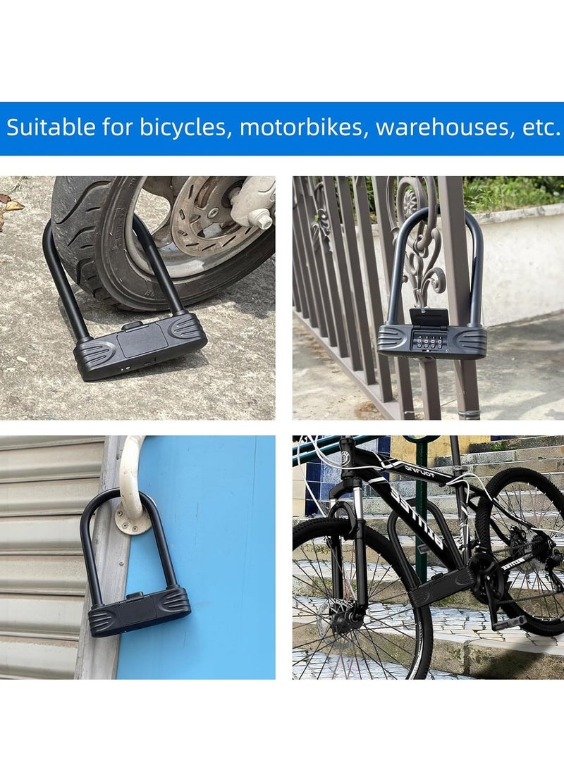 Bike U Lock Heavy Duty Anti Theft, 4 Digit Combination Password Bicycle Lock with U-Lock Shackle, U Bolt Bike Lock for E-Bike, Mountain Bike, Road Bike