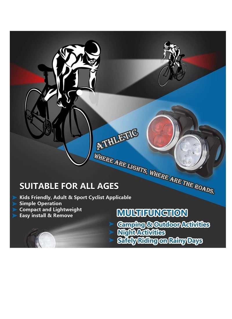 USB Bike Light Set, Rechargeable Battery Super Bright Bicycle Light, Bike Lights Front and Back, Waterproof Rear Combinations LED Bicycle Lights Perfect for Bikes for Cycling,Outdoor