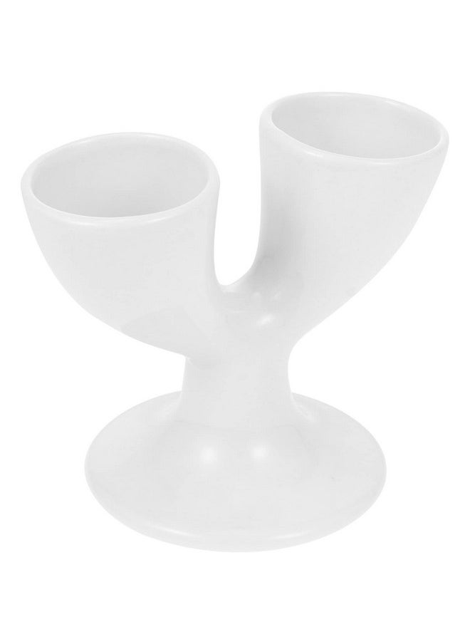 Ceramic Egg Holder Stands Double Head Egg Cups For Hard Boiled Eggs Tabletop Cups Breakfast