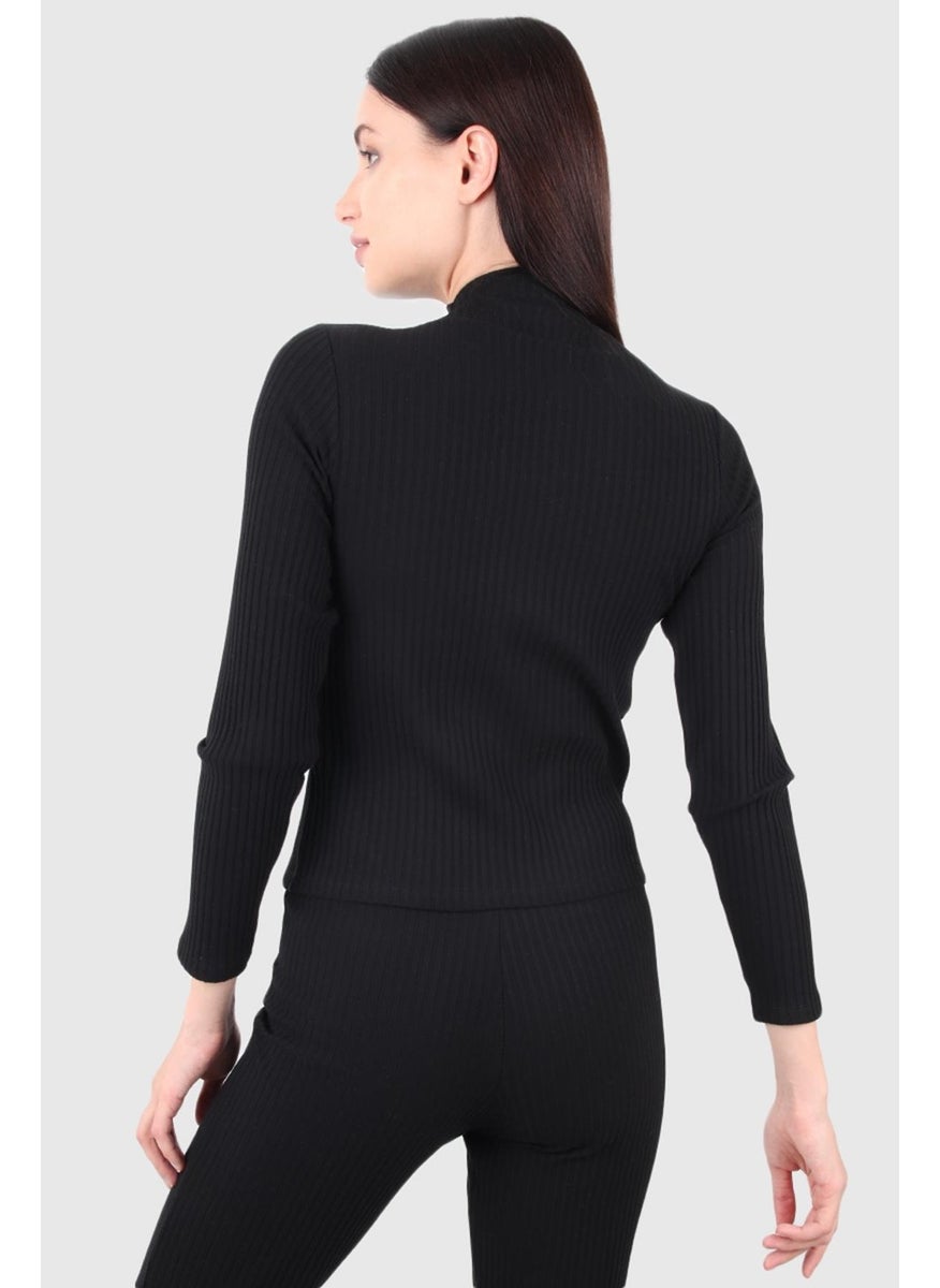 Zipper Detail Turtleneck Sweatshirt (B20-166501)