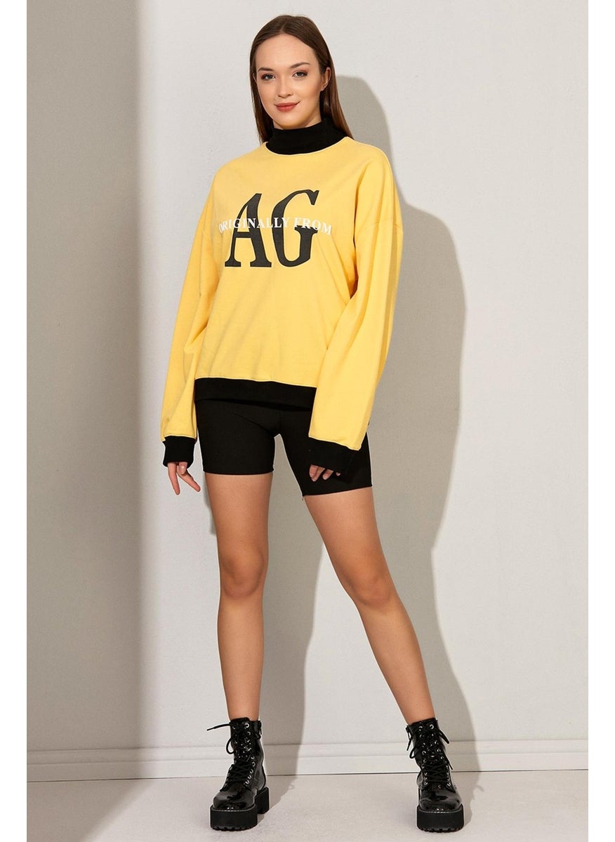 Half Neck Printed Sweatshirt (B22-36201)