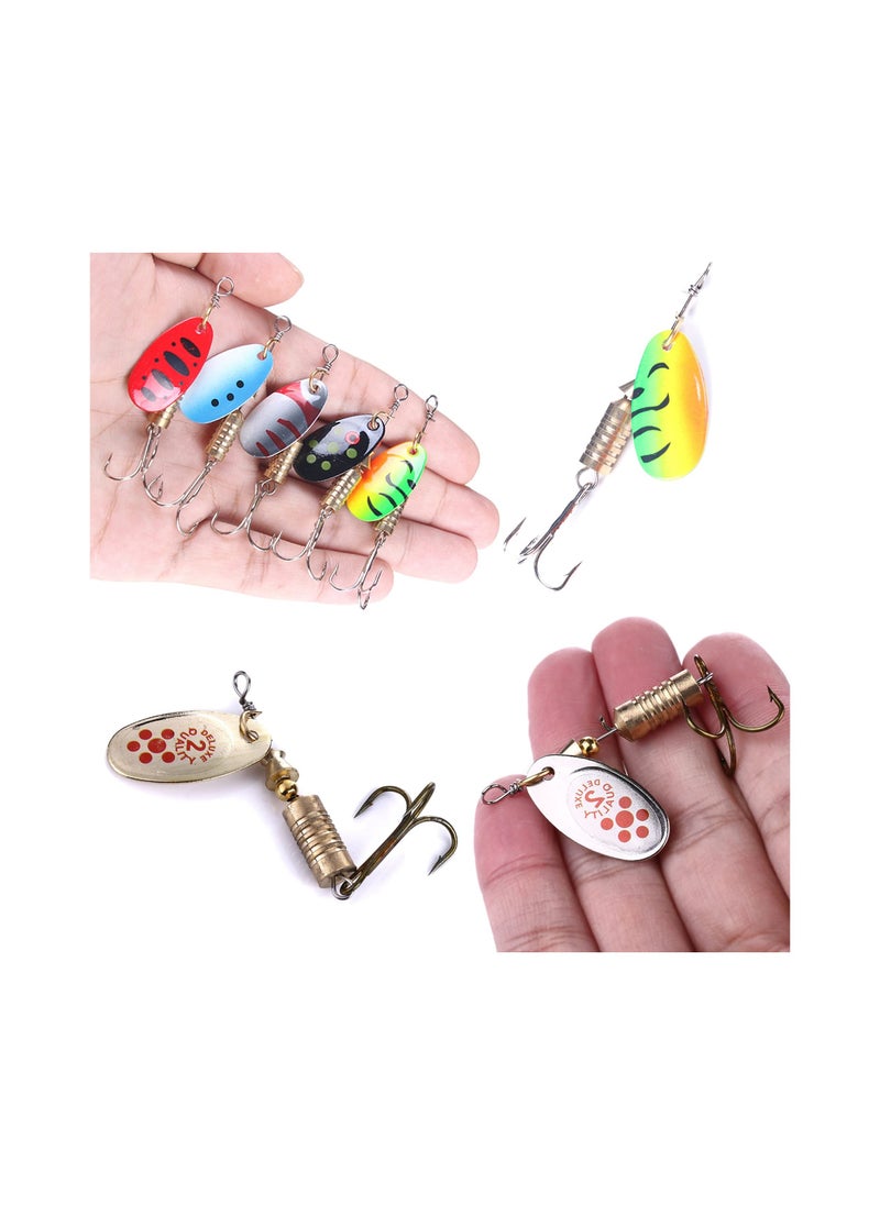 Trout Lures Spinner Baits Fishing Lures Kit for Bass Trout Spinners Lure with Tackle Box Spinnerbait for Freshwater Saltwater,Hard Metal Fishing Kit, 10pcs,Improve The Efficiency of Fishing