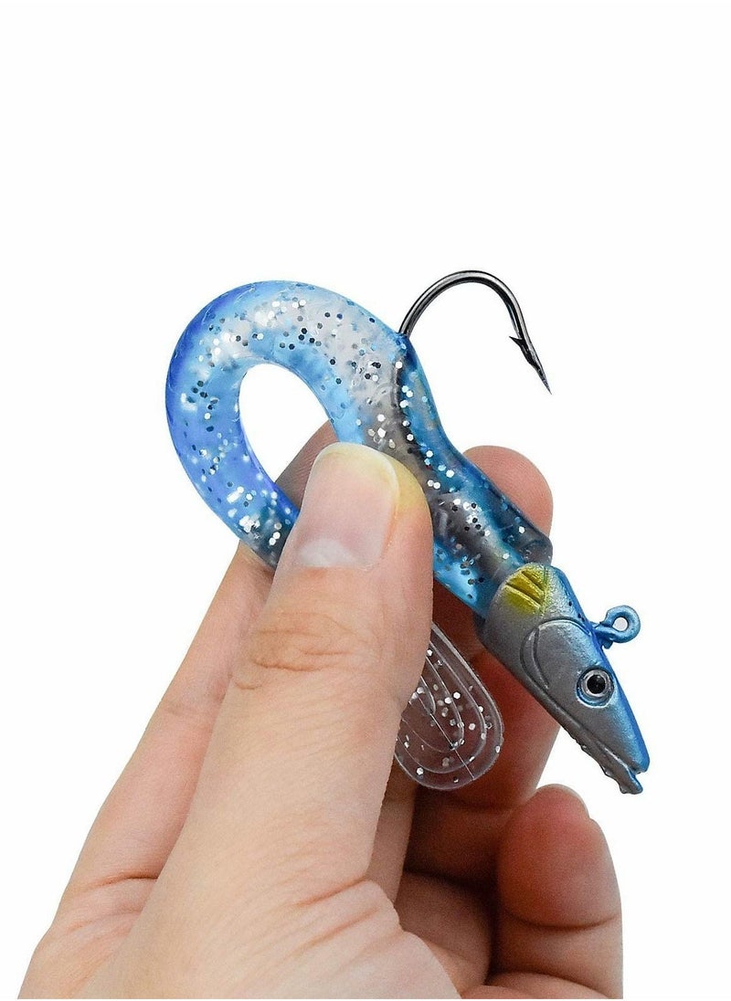 5 Pcs Soft Fishing Lures Jig Head Kit 11 CM 9 g Drop Shot Lure Single Hook Eyes Imitation Bait Fish with T Tail for pike fishing, High Fishing Power - Fishing Accessories