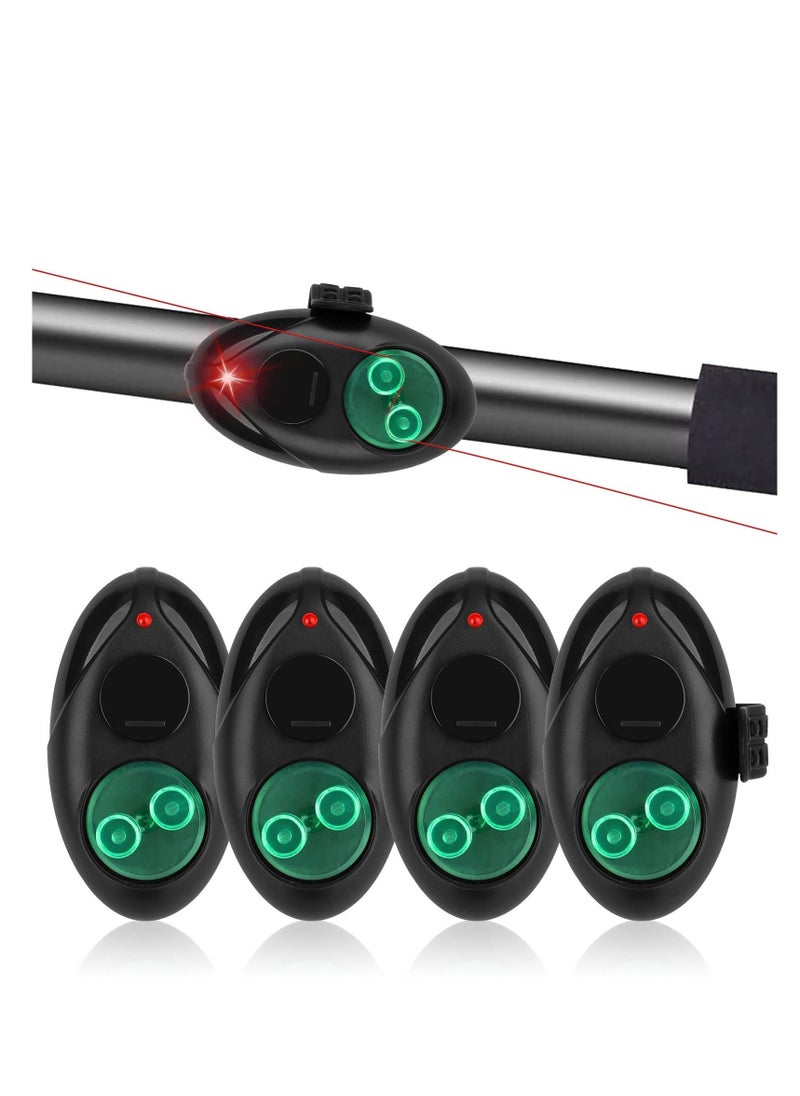 4 PCS Fishing Bite Alarm Indicator, LED Light Fishing Bite Alarms Bell Electronic Adjustable Sound Volume Sensitive Digital Sound Alert on Fishing Rod for Daytime Night Carp Fishing Outdoor