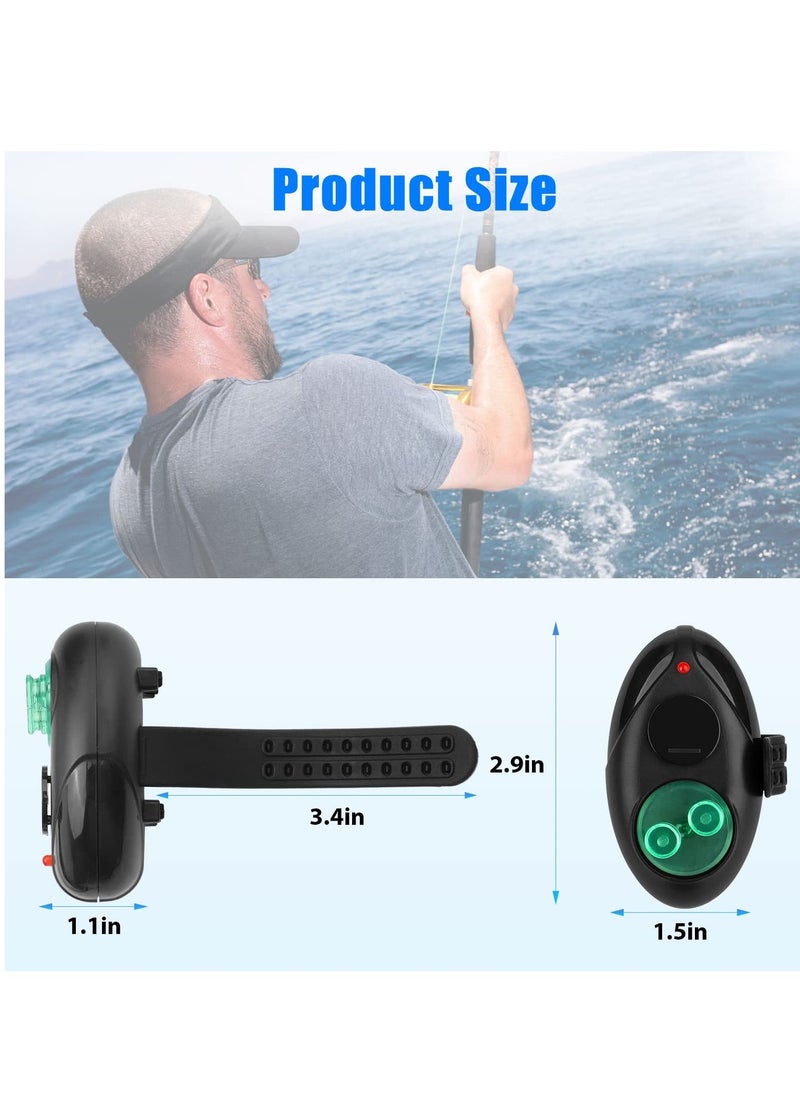 4 PCS Fishing Bite Alarm Indicator, LED Light Fishing Bite Alarms Bell Electronic Adjustable Sound Volume Sensitive Digital Sound Alert on Fishing Rod for Daytime Night Carp Fishing Outdoor