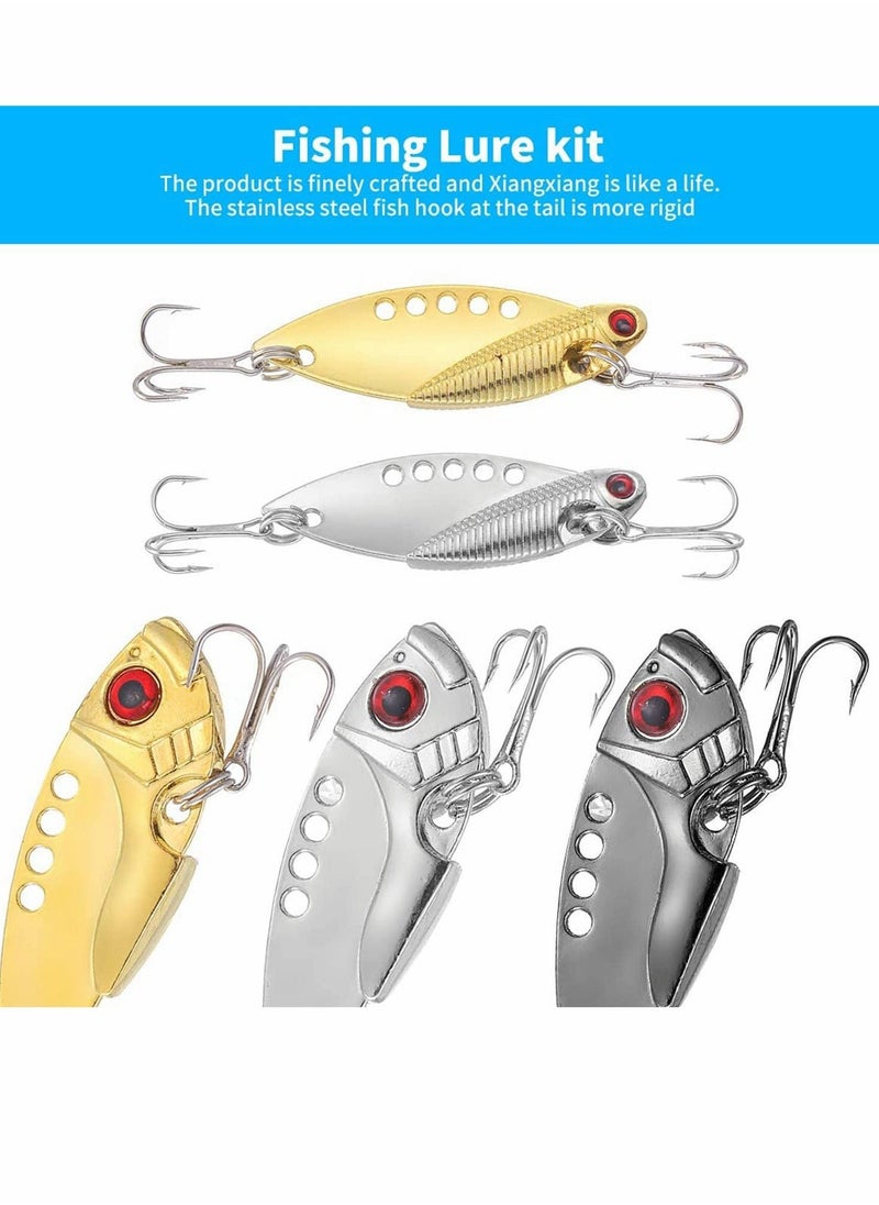 Fishing Lure Set, 5 Pcs Hard Fishing Lures, Metal Fishing Spoons with High Carbon Steel Hook