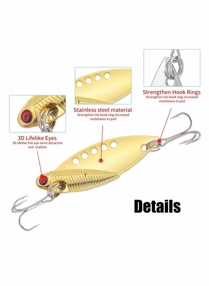 Fishing Lure Set, 5 Pcs Hard Fishing Lures, Metal Fishing Spoons with High Carbon Steel Hook