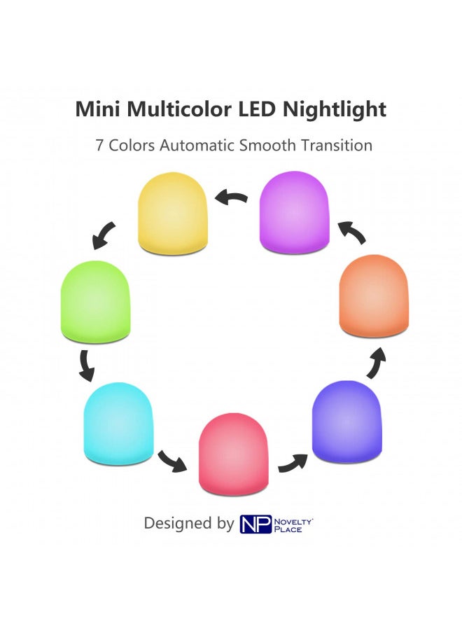 Novelty Place Color Changing Mini Nightlight, Multicolor LED Mood Lighting - Night Light for Kid's Bedroom, Bathroom, Living Room - Battery Powered (Pack of 12)