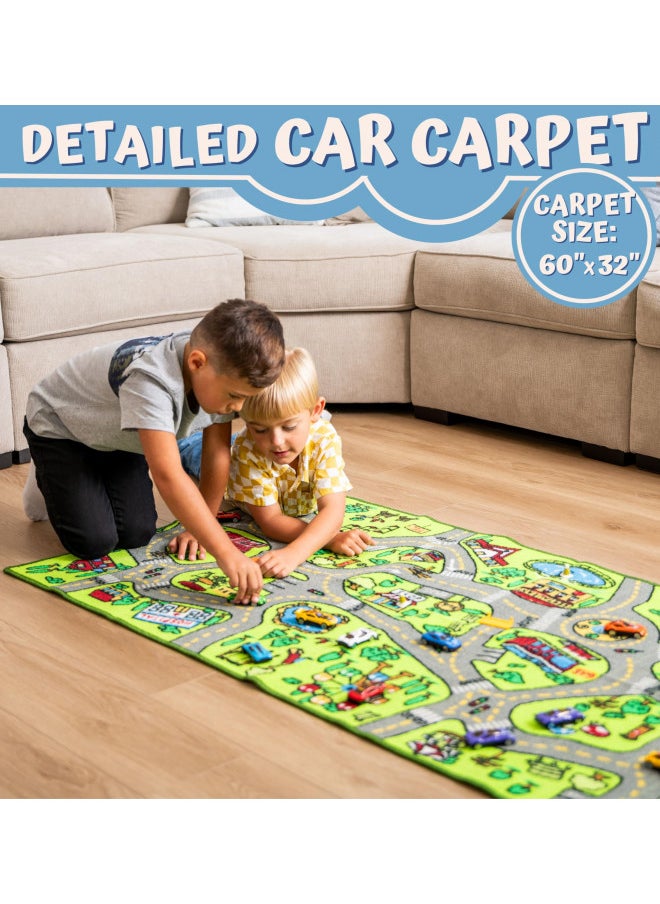 toyvelt Kids Carpet Playmat Car Rug City Life Educational Road Traffic Carpet Multi Color Play Mat - Large 60 X 32 Best Kids Rugs for Playroom & Kid Bedroom for Ages 3-12 Years Old