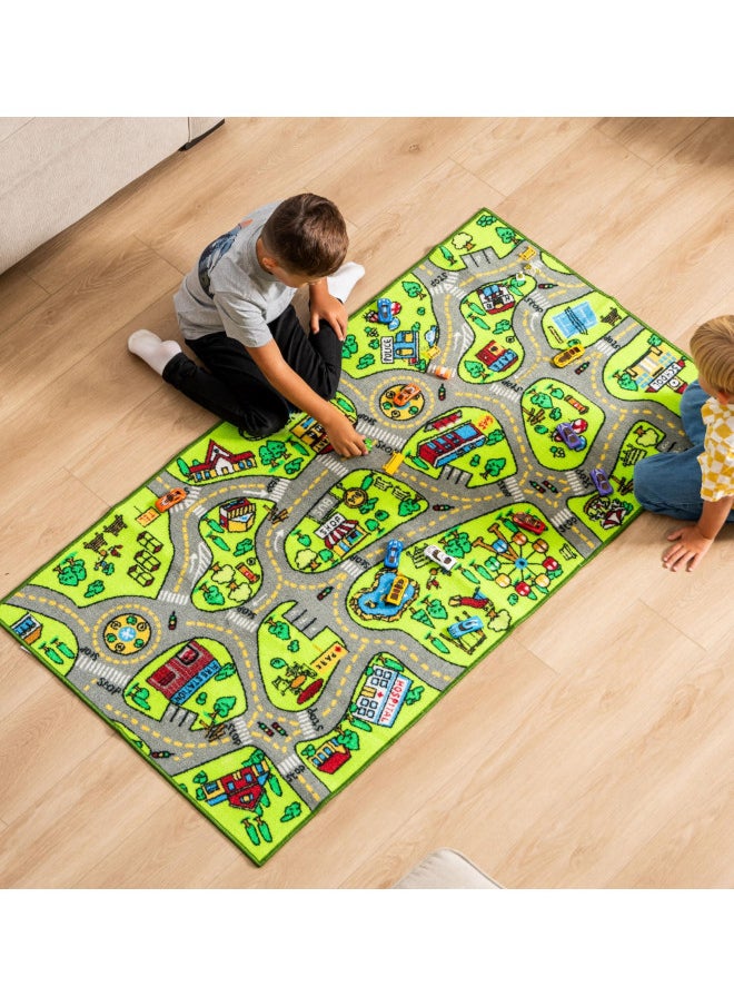 toyvelt Kids Carpet Playmat Car Rug City Life Educational Road Traffic Carpet Multi Color Play Mat - Large 60 X 32 Best Kids Rugs for Playroom & Kid Bedroom for Ages 3-12 Years Old