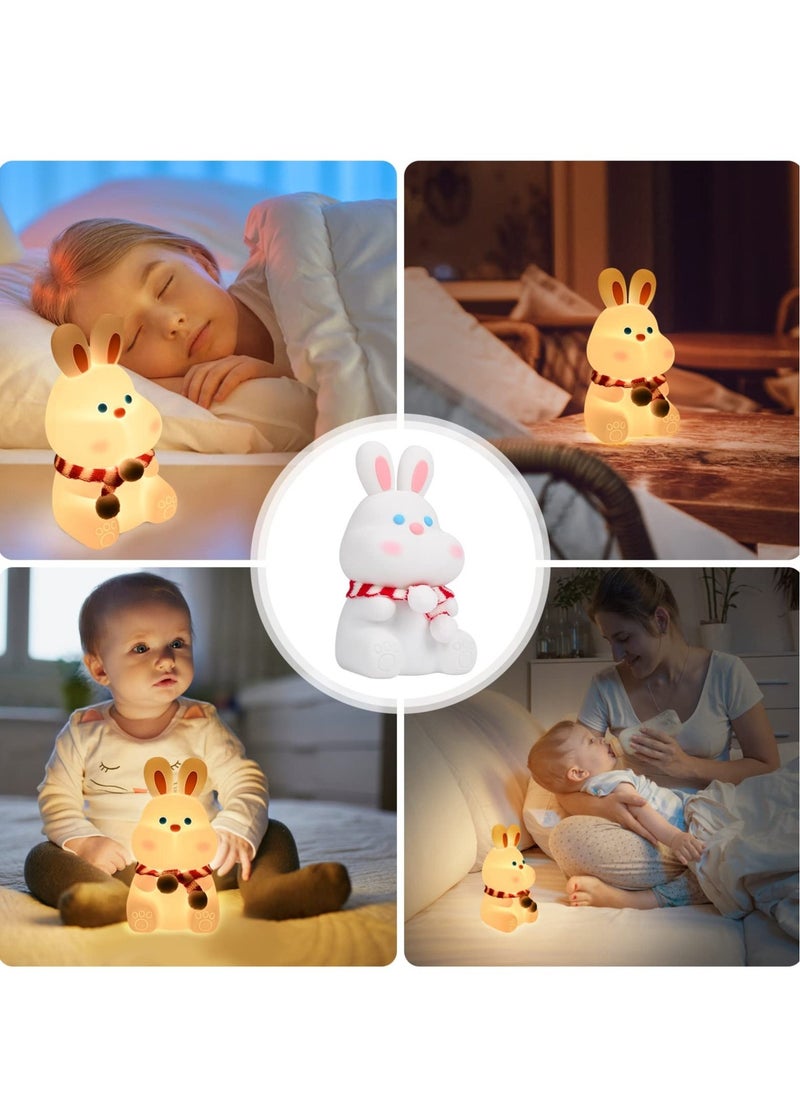 Bunny Kids Night Light, 7 Color Changing Tap Control Kawaii Lamp with Soft Silicone, Room Decor, USB Rechargeable, Cute Lamp Gifts for Baby, Children, Toddlers, Teen Girls