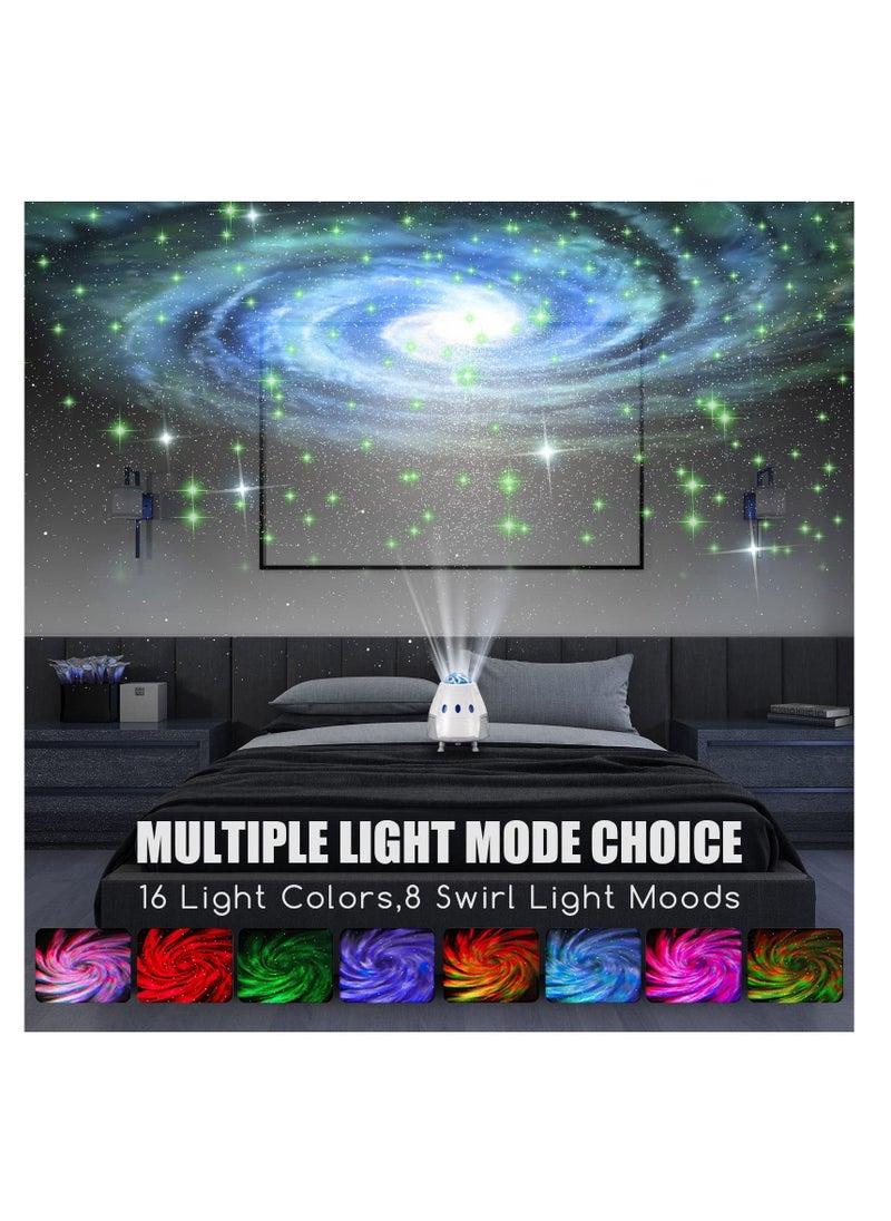 Star Projector, Galaxy Light Projector, Bluetooth Speaker, Night Light for Bedroom, Bedroom Lights, Kids Room Decor, Gift for Kids, Adults, Home Party, Theater, Ceiling Decor, White