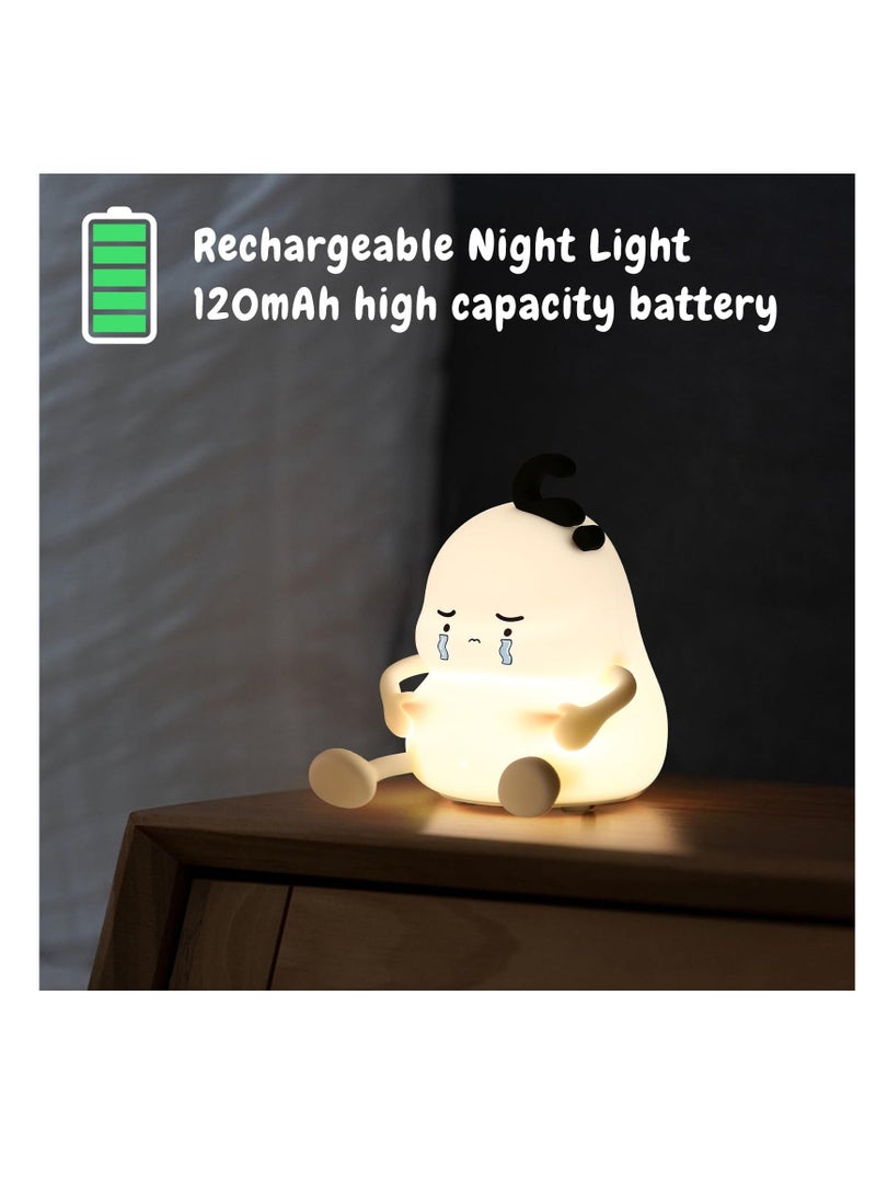 Cute Night Light, LED Silicone Night Light, 3 Level Dimmable Nursery Nightlight for Breastfeeding Toddler Baby Kids Decor, Night Light Rechargeable Squishy Novelty Touch Light for Kids