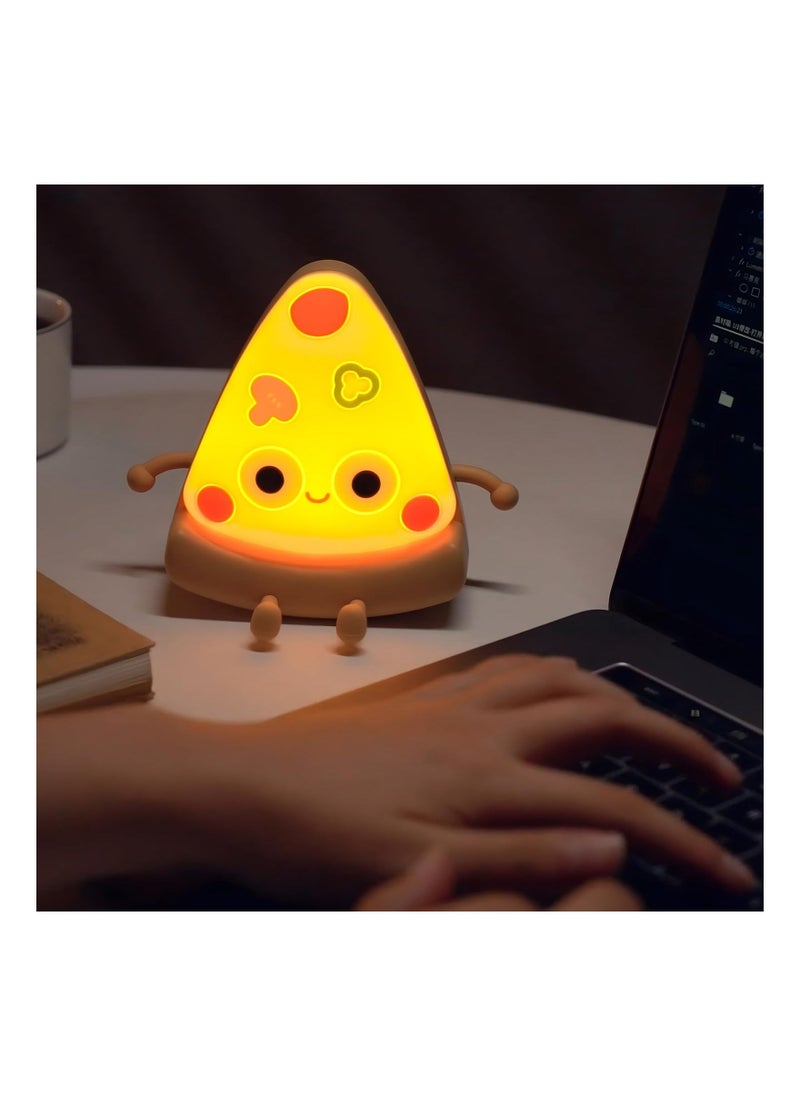 Pizza Night Light for Kids, LED Small Night Light, Cute Pizza Night Lamp, Personalized Yellow Food Decor Lights for Pizzeria Kitchen Restaurant Party Cool Home Desk Decoration Kids Gifts