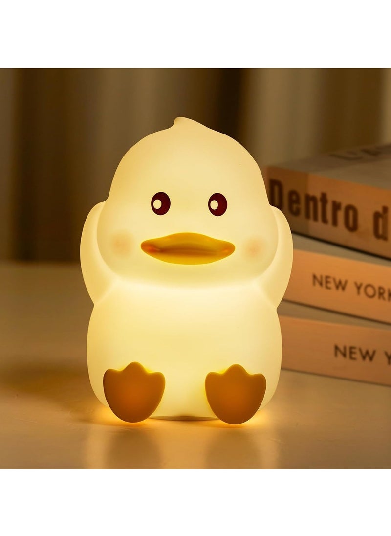 Duck Night Light for Kids, Cute Silicone Night Light, Dimmable Nursery Nightlight, with 2 Levels of Brightness, 7 Colors Rechargeable Bedside Touch Lamp, Squishy Duck Lamp, Portable Night Light