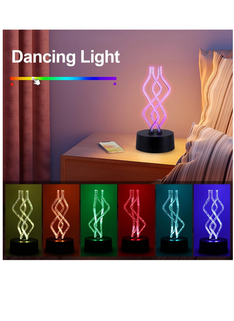 3D Illusion Night Light, 7-Color Change 360° Rotating Bedside Table Touch Lamp Birthday Gifts for Kids Adult Women Men, Aesthetic Ambient Lights for Party Bedroom Dorms Office Home Decor