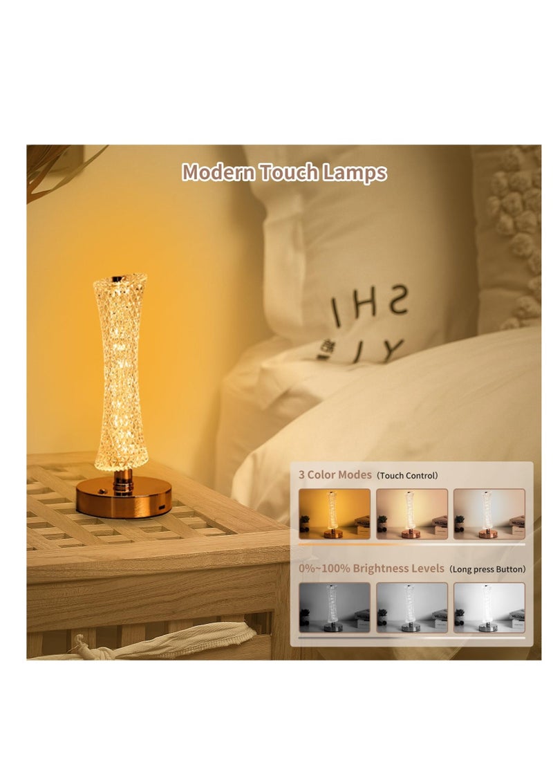 Tower Cordless Lamp, Led Magic Night Light, Small Led Table Lamp, Crystal Battery Operated Lamp, 3 Color Modes & Brightness Adjustable, For Bedroom Kids Girls Teen Room Decor