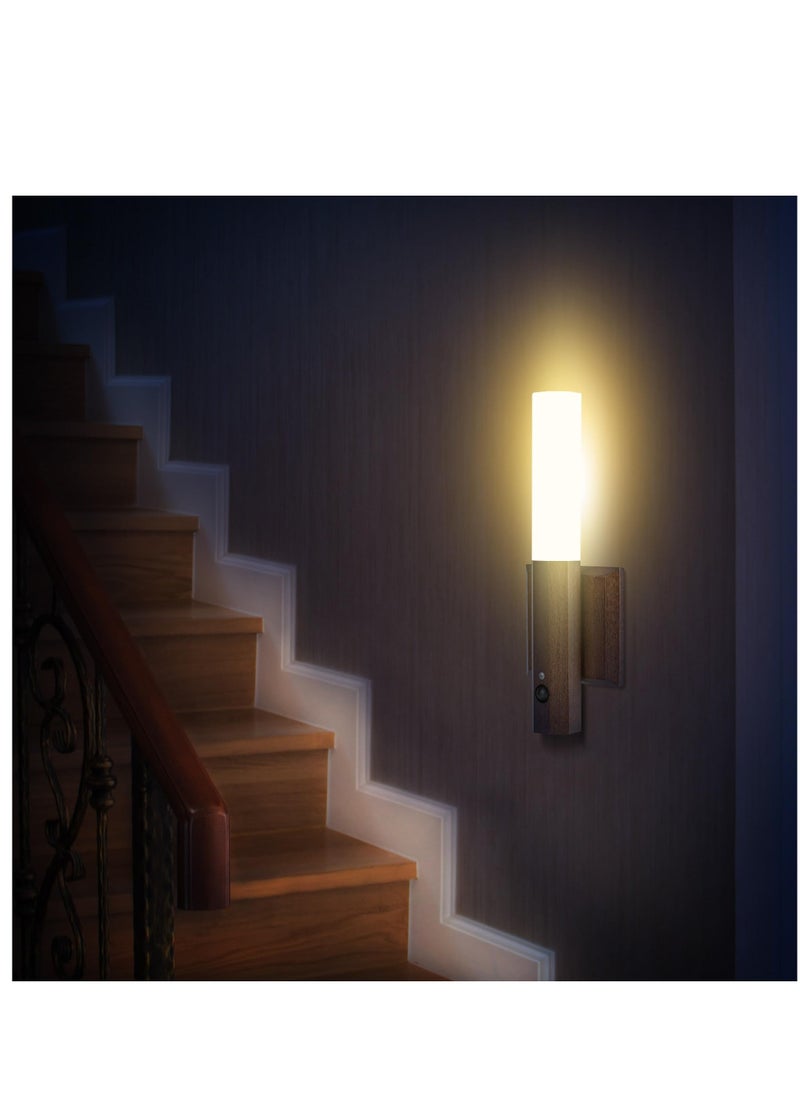 Motion Sensor Light Indoor, Stick on Motion Wall Light Wooden Wall Sconce Wooden LED Wall Sconce Indoor Rechargeable Wooden Wall Light for Hallway, Stair, Closet, Shelf, Bathroom, Kitchen