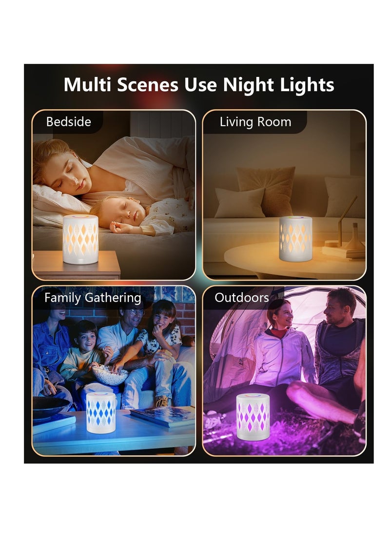 Night Light for Kids and Adult, Stepless Dimming Warm White & RGB Color Changing Light, 3 Modes Portable LED Touch Bedside Lamp, Rechargeable Night Lamp for Bedroom, White