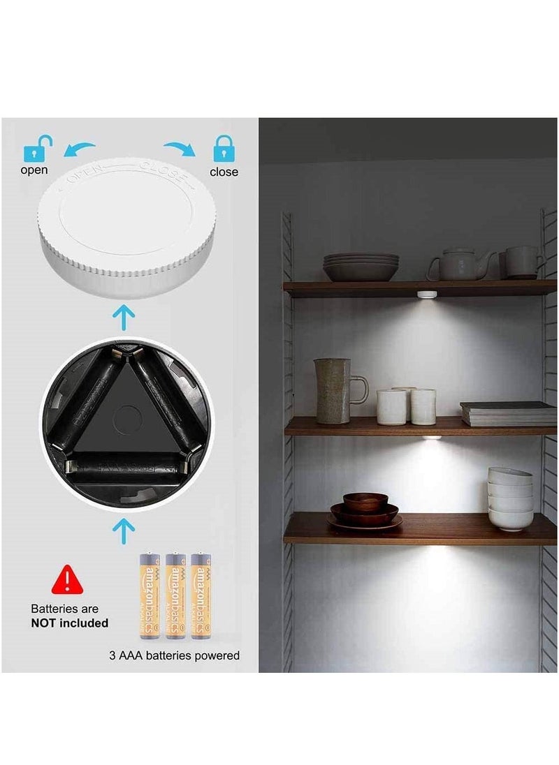 Mini Touch Light 7 Pack Wireless Under Cabinet Lights Round Tap Push Button Light Battery Operated Puck Lights Stick On Light for Closet Counter Kitchen Cabinet RV Indoor Outdoor Press Light