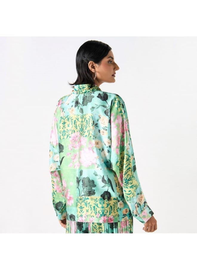 2Xtremz All-Over Floral Print Shirt with Long Sleeves